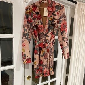 Solitaire Pink Floral Trench Coat